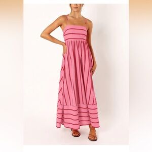 Elegant Pink Striped Maxi Dress